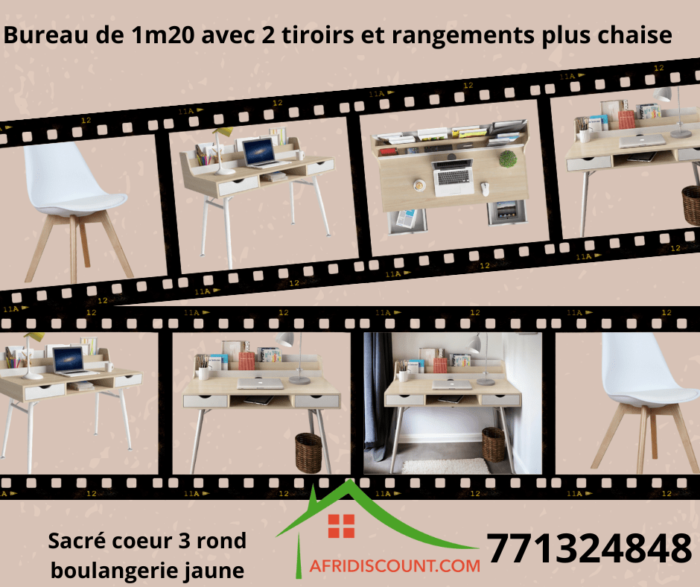 Bureau table de travail gaming table + chaise Bureau avec tiroir Étagére bibliothèque rangement de livre Dakar Sénégal Afridiscount Discount Meuble espace familial sn ecommerce senegal mobilier boutique en ligne magasin de meuble