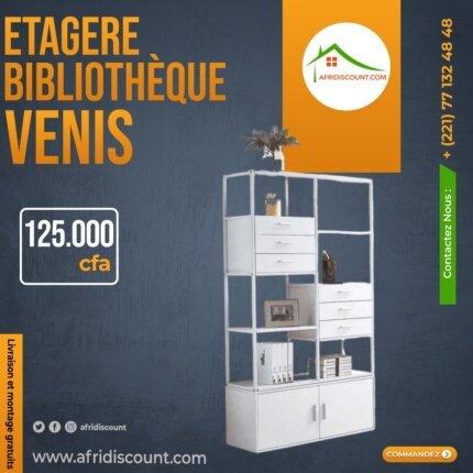 Etagère bibliothèque avec tiroir de rangement Étagére bibliothèque rangement de livre Dakar Sénégal Afridiscount Discount Meuble espace familial sn ecommerce senegal mobilier boutique en ligne magasin de meuble