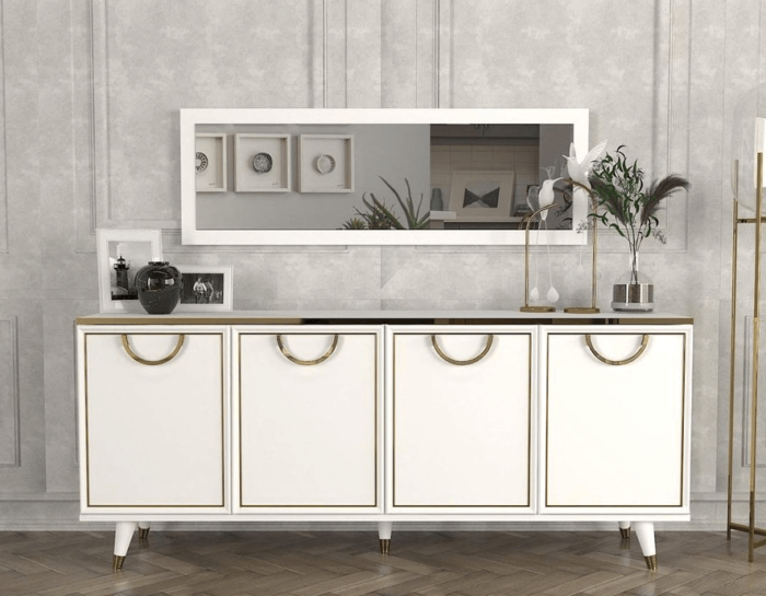 Buffet blanc avec 4 portes plus mirroir senegal dakar afri-discount