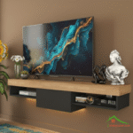 Meuble tv suspendu afridiscount.com avec led marron