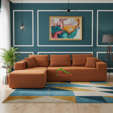 Salon en forme de l compresse avec 5 oreillers