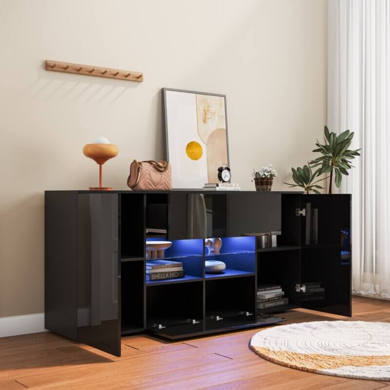 Panama buffet et vaisselier noir avec led - vue 2