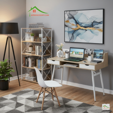 Le bureau karina avec chaise combine design moderne, robustesse et fonctionnalité.