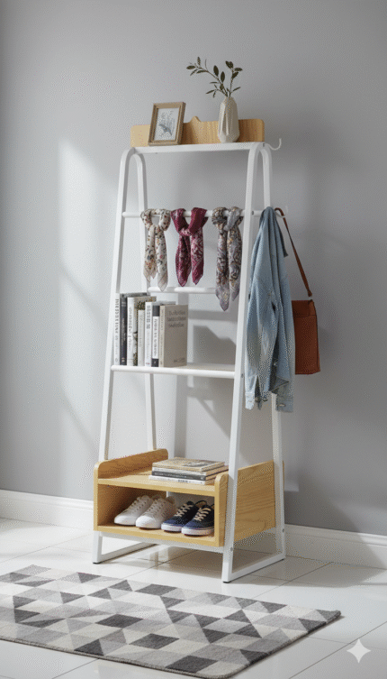 Etagère porte voile plus rangement, tres pratique pour les espaces de prière.