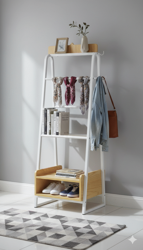 Etagère porte voile plus rangement, tres pratique pour les espaces de prière.