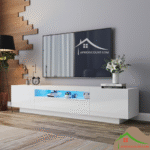 Meuble tv bas blanc avec led afridiscount