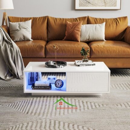 Table Basse blanche LIFEZEAL avec LED