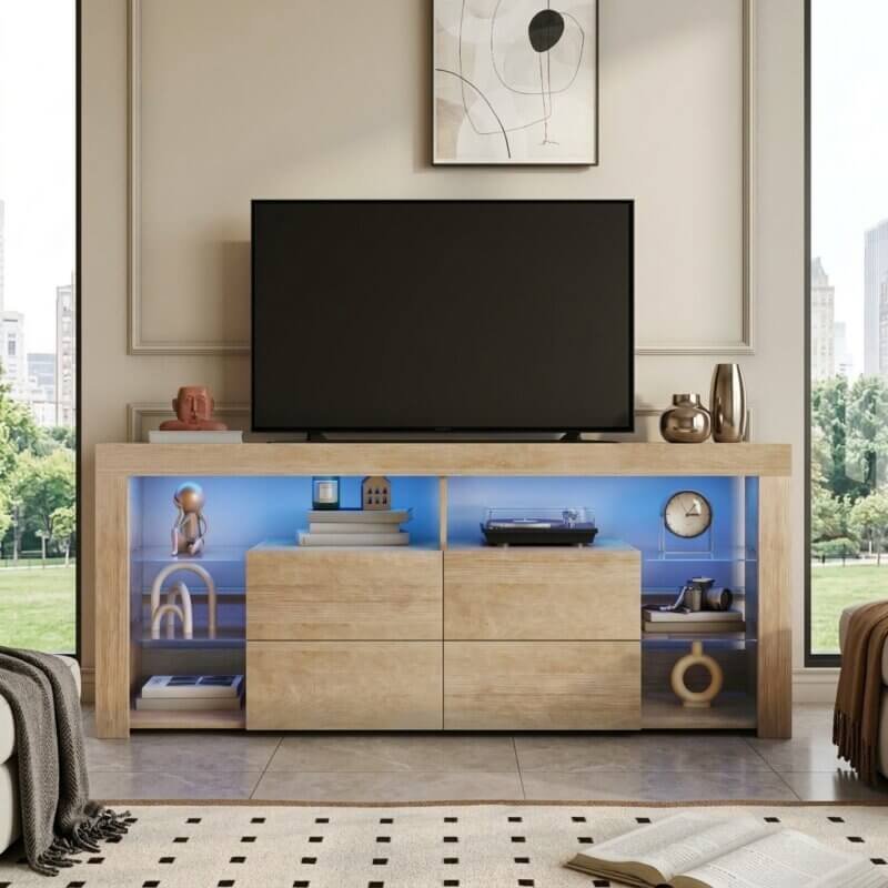 meuble tv led marron avec rangement