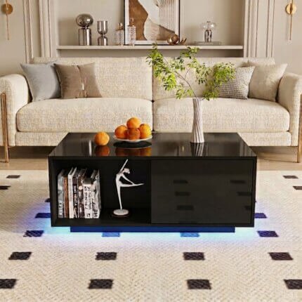 table basse led noire
