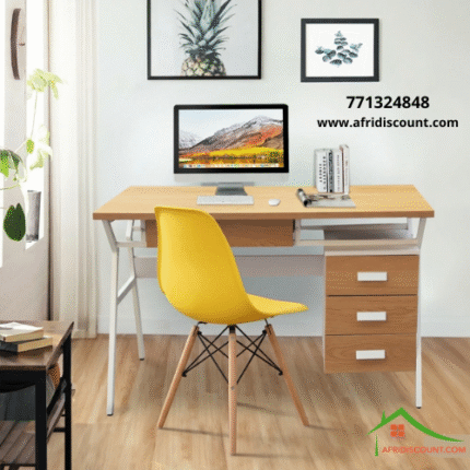 Bureau moderne avec chaise, idéal pour le bureau à domicile, la chambre, un espace d’étude ou un environnement professionnel.