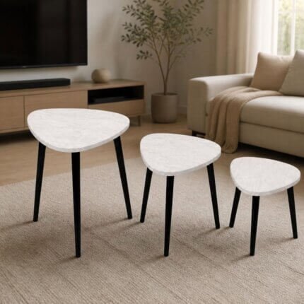 Lot de 3 table a cafe blanche
