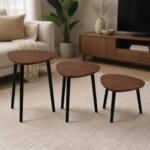 Set de 3 tables basses marrons