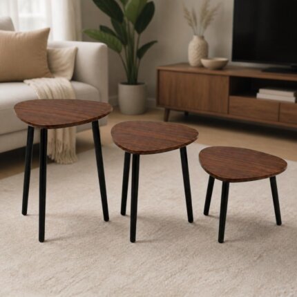 Set de 3 tables basses marrons